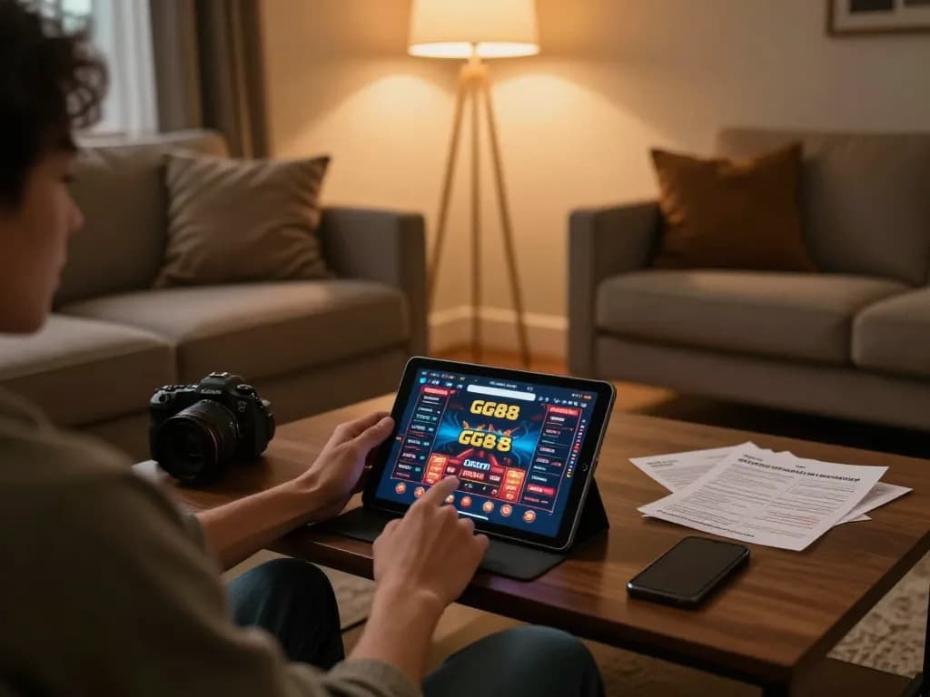 Engaging in dynamic online gaming at https://gg88.cool/ with excitement on the tablet screen.