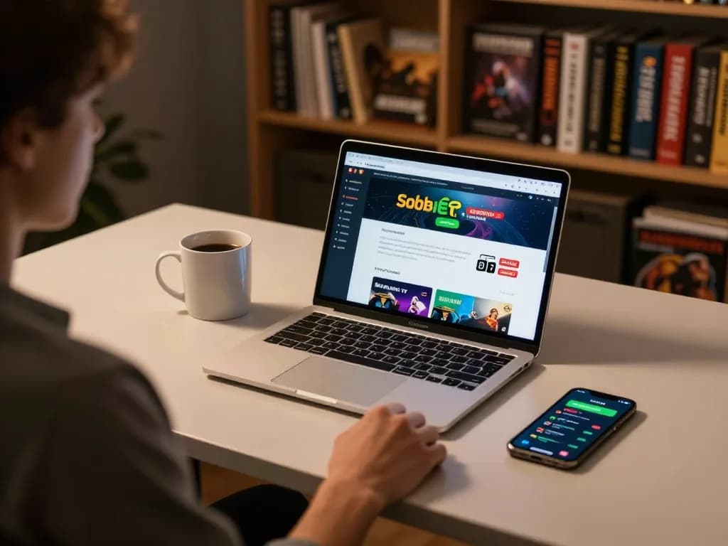 Engaged user exploring the Sbobet casino app for online gaming strategies and responsible gambling.