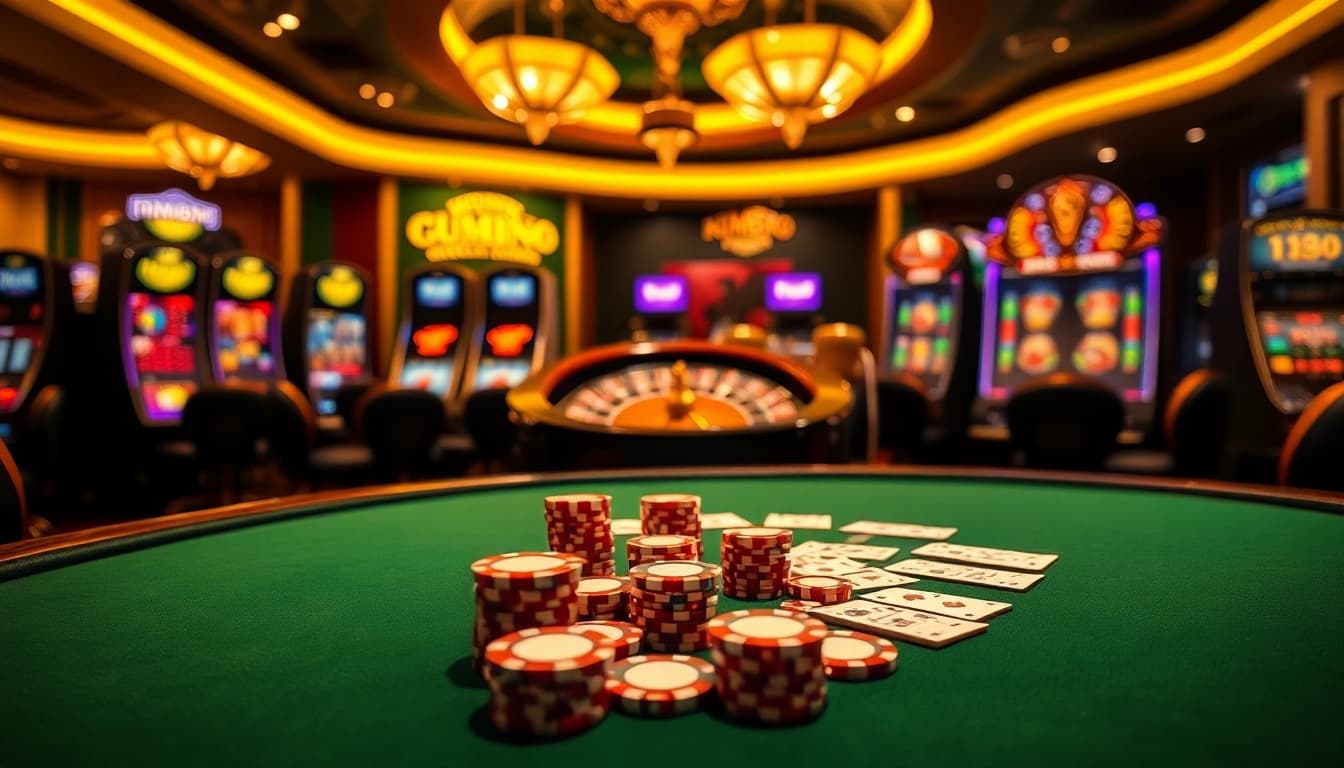 Engaging poker action at km888 casino with vibrant chips and cards captivating players.
