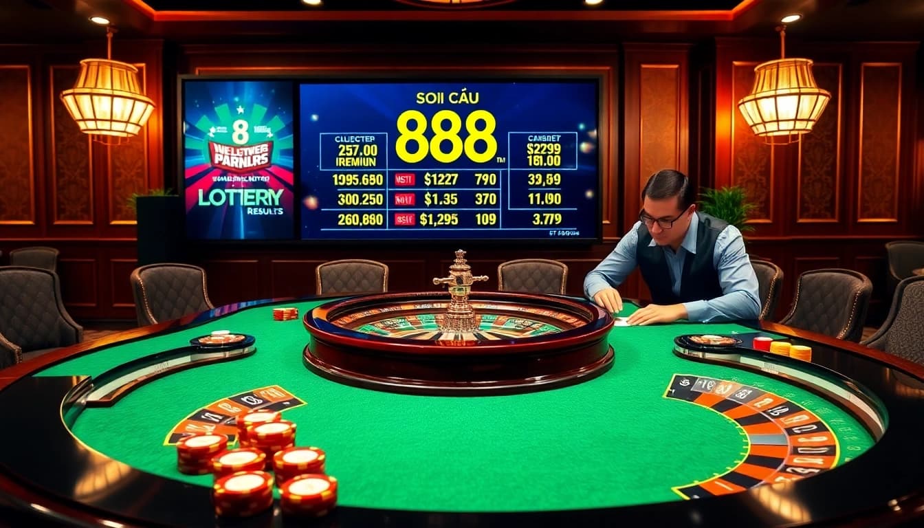 Experience the thrill of soi cầu 888 as you place bets at a luxurious casino table.