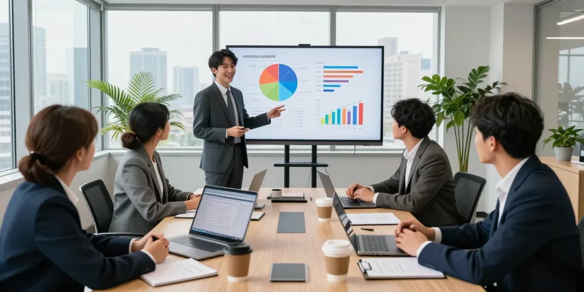 Financial advisor team collaborating on investment strategies in a modern office