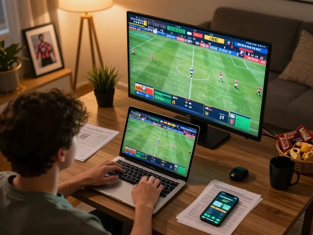 Betting on sports with cm88 app while watching live games at home.