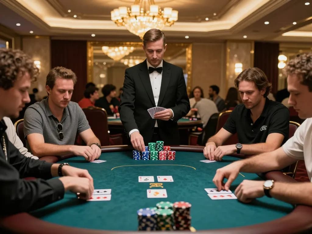 88aa players engaging at a high-stakes poker table with vibrant chips and focused energy