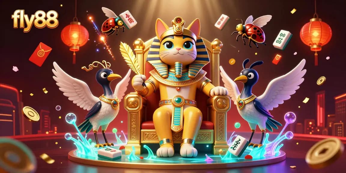 Experience the excitement of fly88 with engaging slots and casino games in a vibrant 3D illustration.