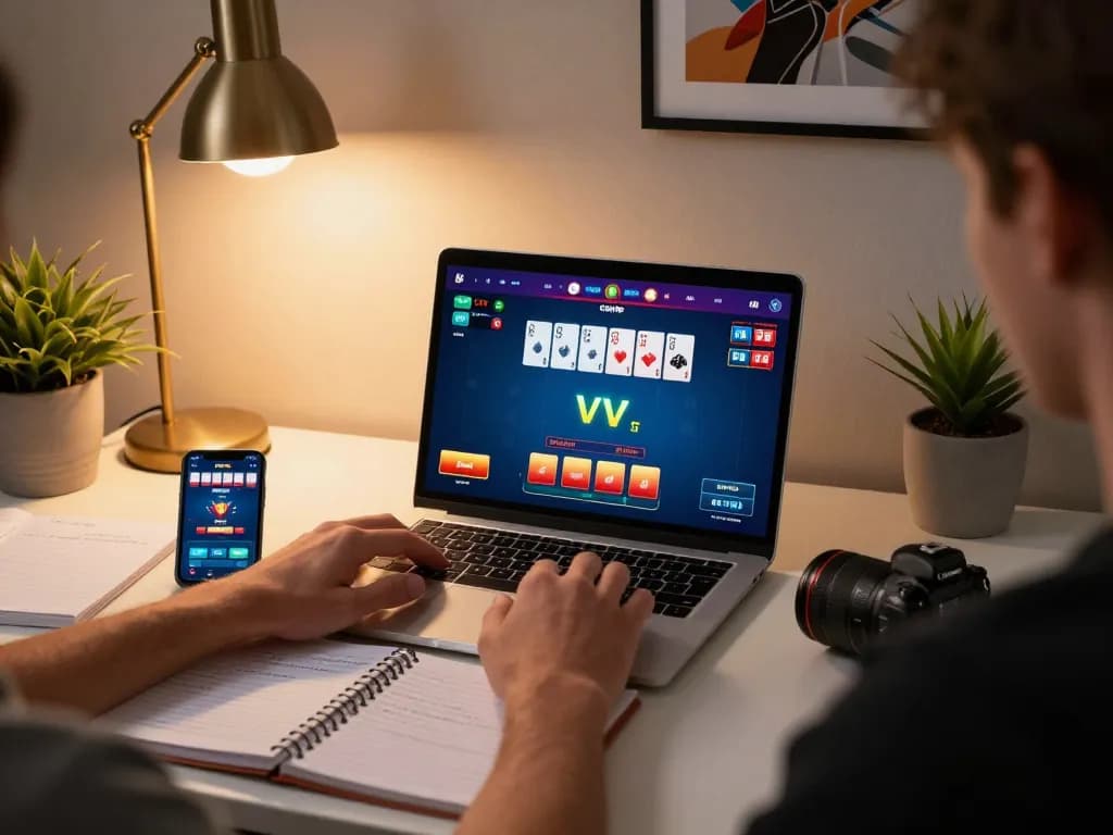 Engaging online gaming scene featuring a player immersed in fly888 casino poker strategy.