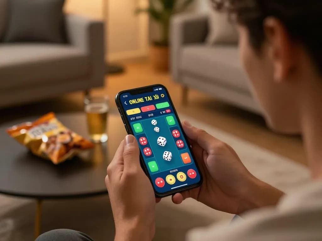 Engaging online Tài Xỉu gameplay shown on smartphone, highlighting strategic betting options in real-time.