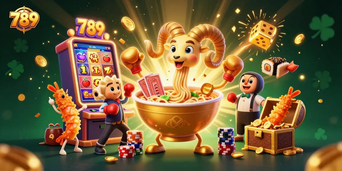 Experience the thrill of 789 with a vibrant illustration of casino excitement and rewards.