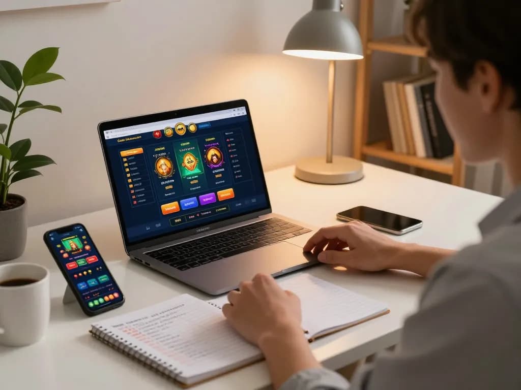Login Vivu88 for live online gaming on a laptop at home, showcasing strategies and a cozy atmosphere.