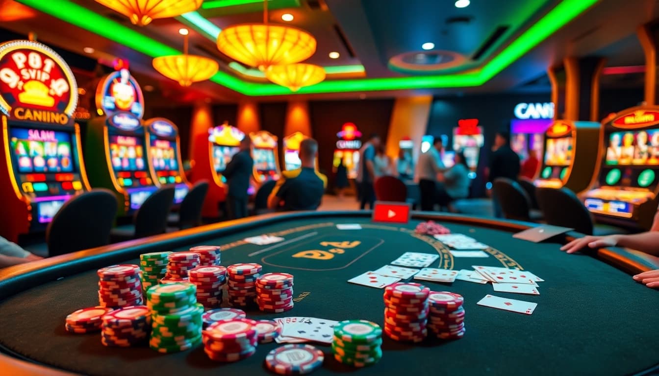 Experience winning thrills at 68VIP casino with elegant tables, poker chips, and dynamic players.