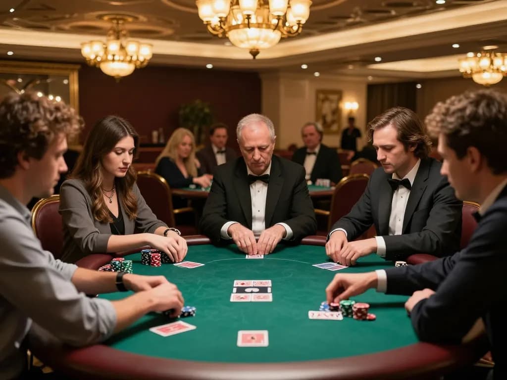 Players are strategically betting at the poker table while enjoying WIN79's premium casino experience