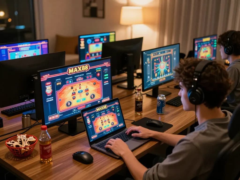 MAX88 player engaging with exciting online casino gameplay on a laptop