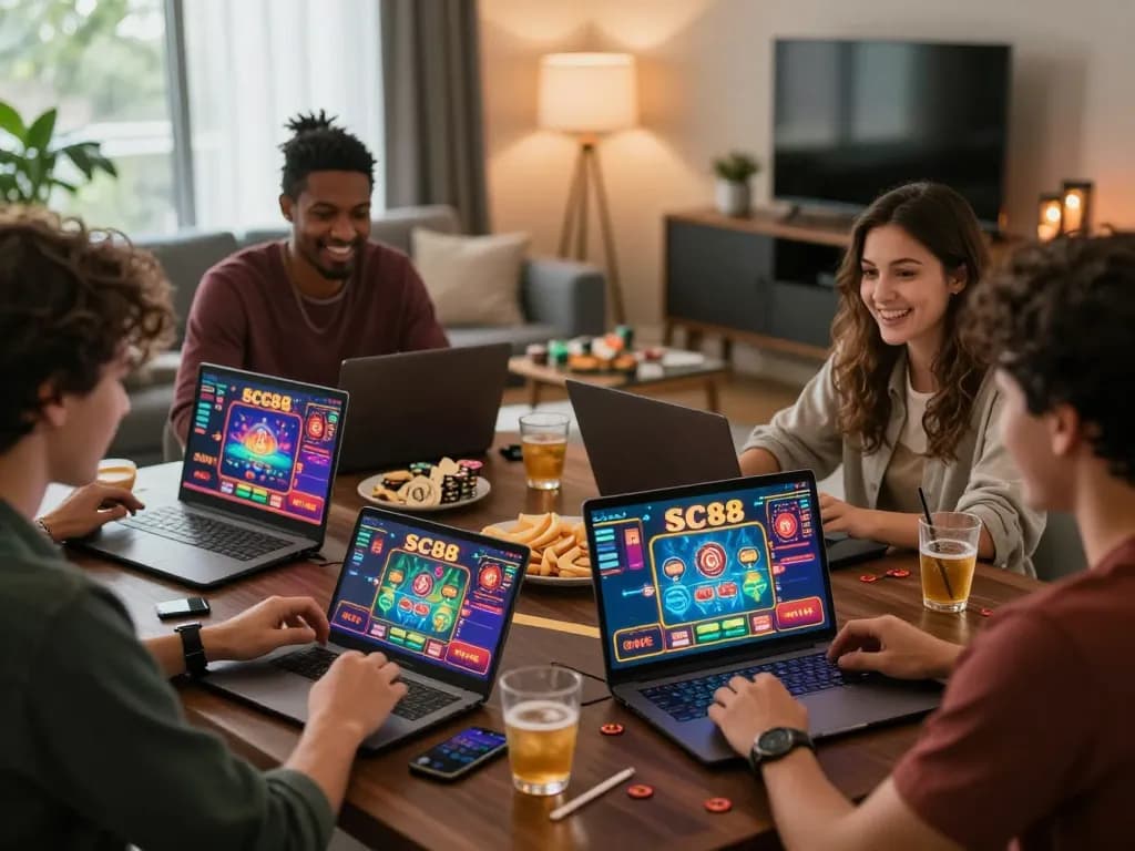 Engaging casino gaming at https://sc88.casino/ with friends enjoying live dealer games.