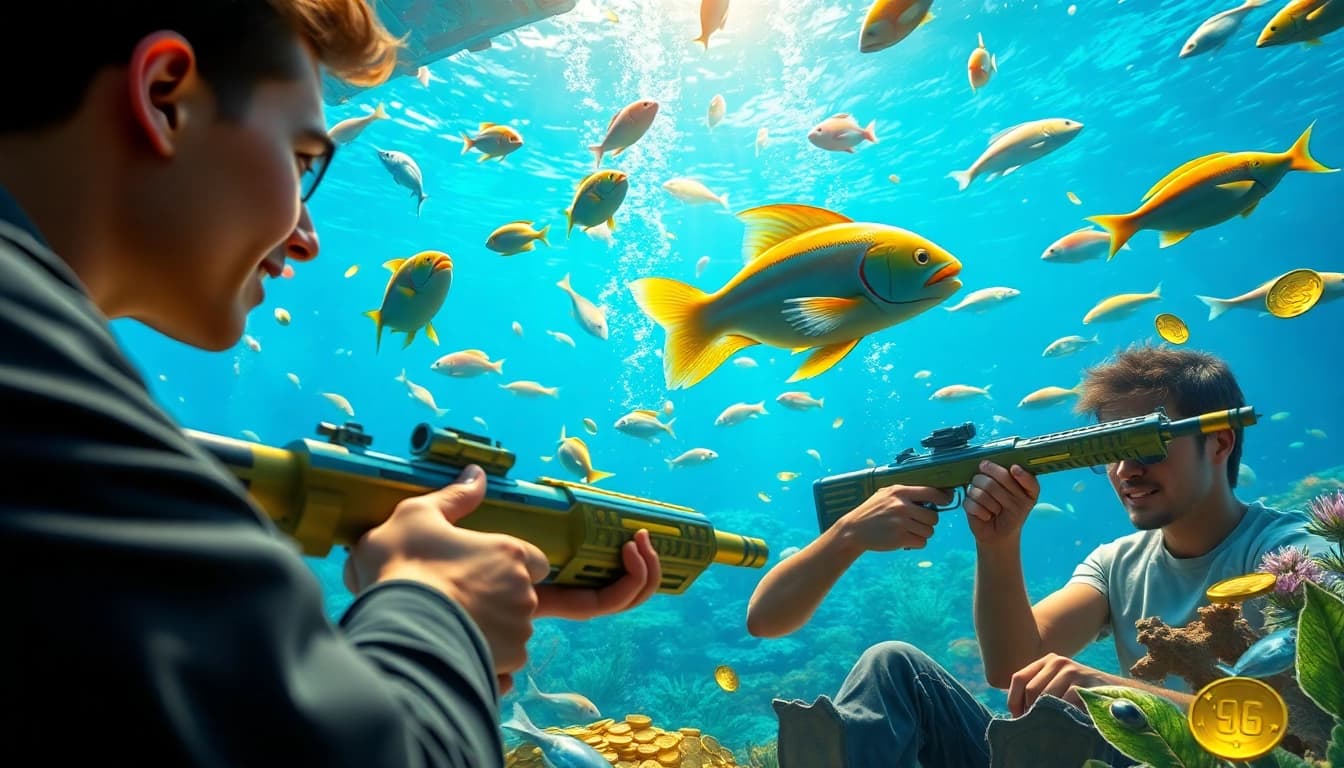 Engaging scene of bắn cá đổi thưởng showcasing players in a vibrant underwater adventure.
