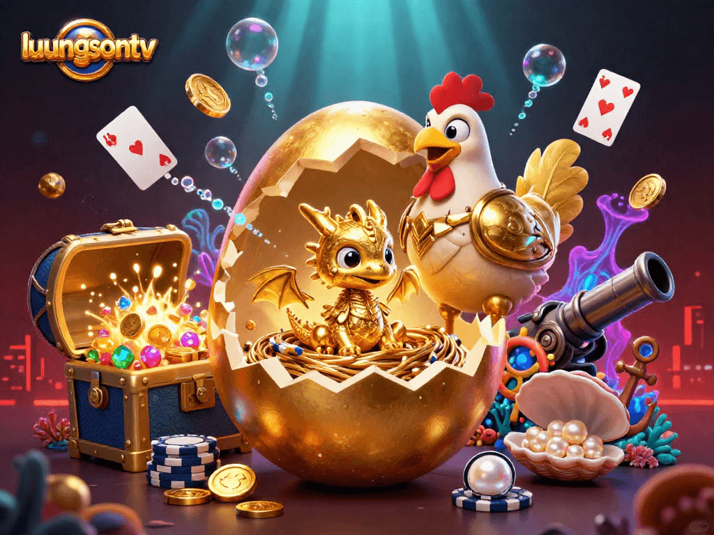 Experience thrilling gaming with luongsontv's exclusive golden dragon scene revealing dynamic poker chips.