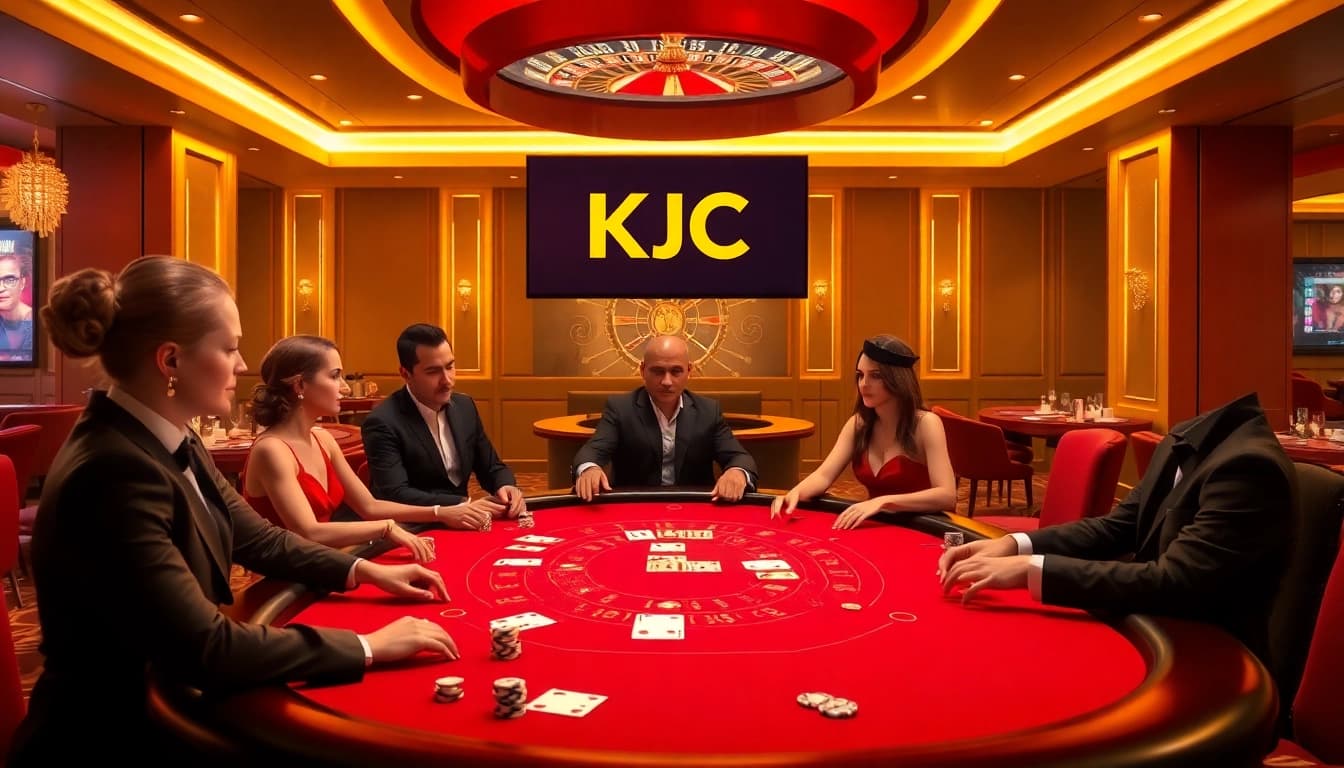 KJC players strategizing at a high-stakes poker table, capturing the thrill of casino entertainment.