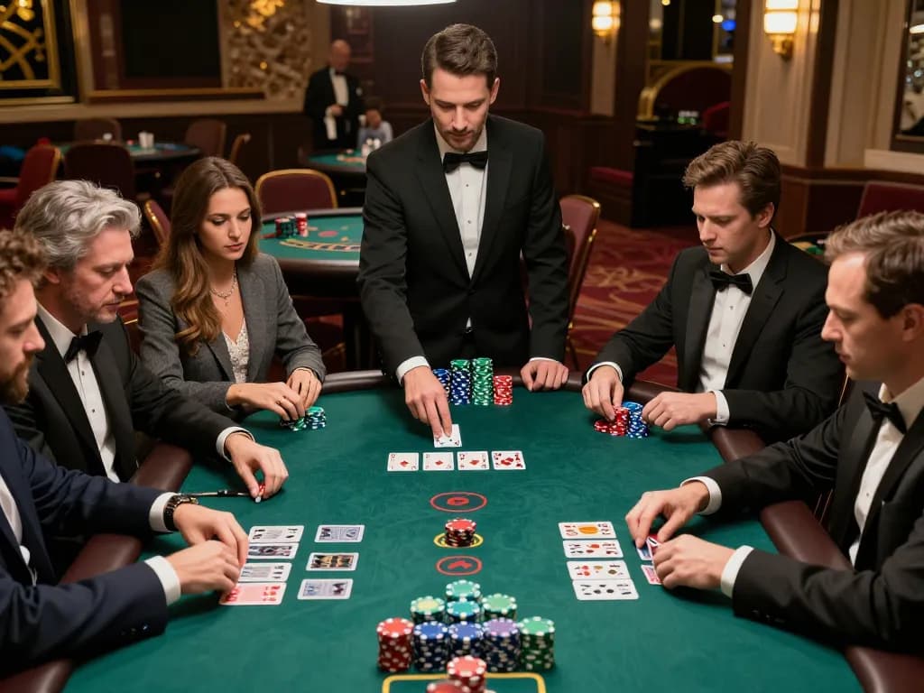 Players at fc88 blackjack table focusing on strategy while betting and enjoying the casino atmosphere.