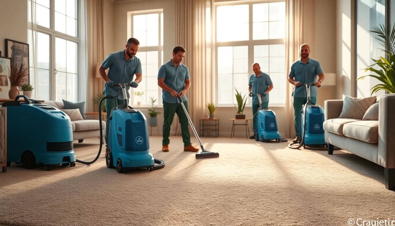 Expert carpet cleaners lincoln ca demonstrating equipment on an indoor carpet.