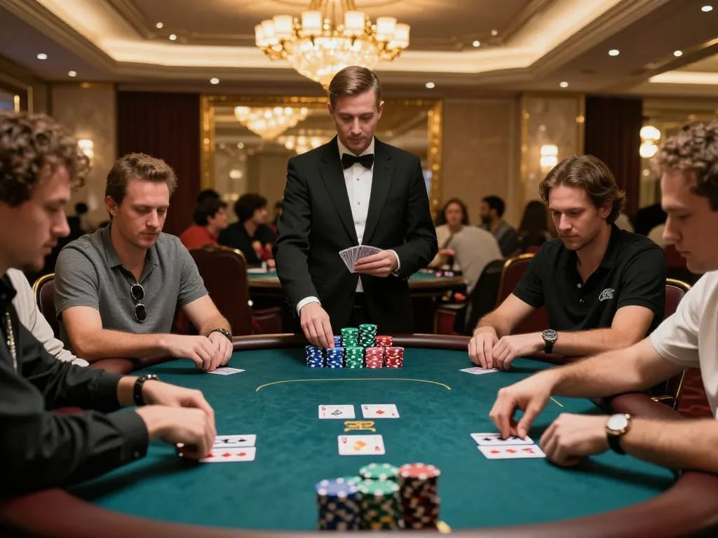 88aa players engaging at a high-stakes poker table with vibrant chips and focused energy