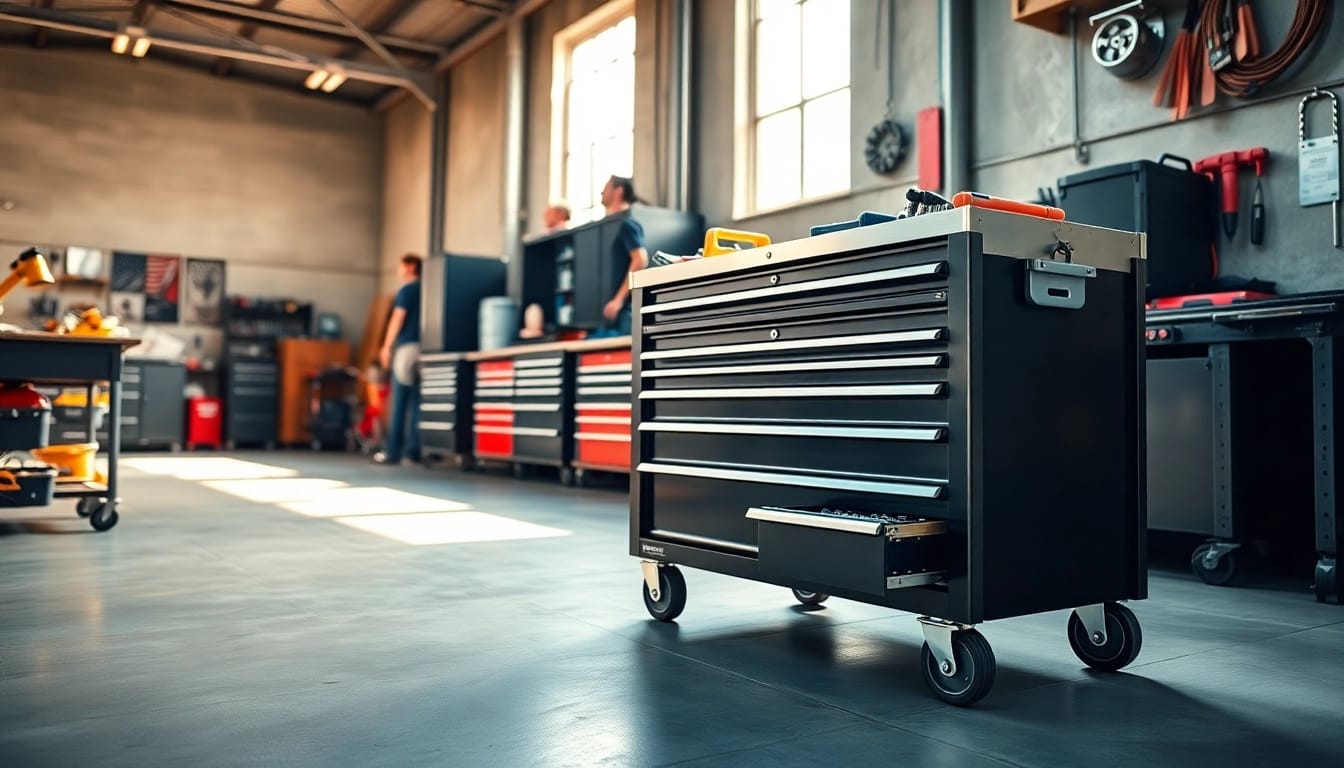 HAZET tool cart showcasing high-quality tools in a professional workshop setting.