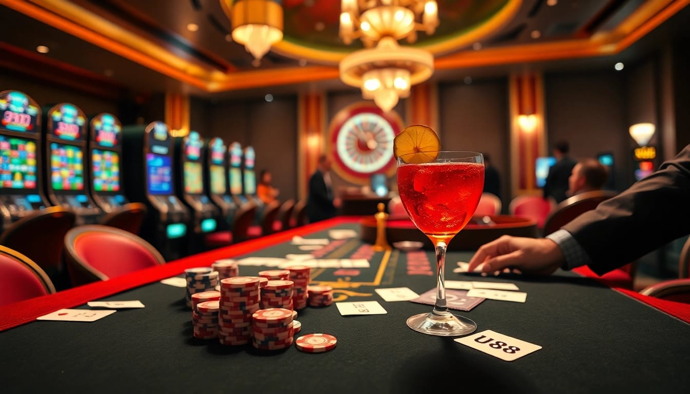 Experience thrilling action at UU88 with high-stakes poker, vibrant slot machines, and a luxury casino ambiance.