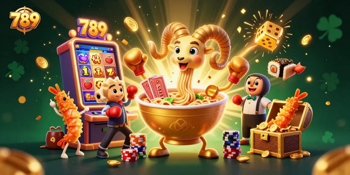 Experience the thrill of 789 with a vibrant illustration of casino excitement and rewards.
