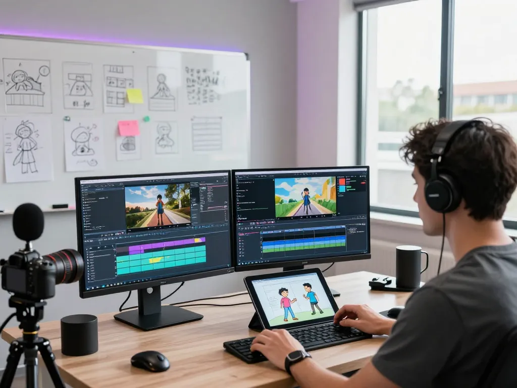 Mind control techniques in video creation studio enhancing character animation process.