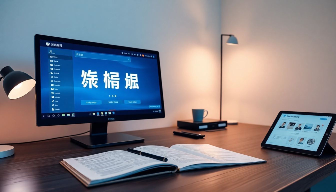 Modern workspace with 有道 translation tools, reflecting innovation and professionalism.