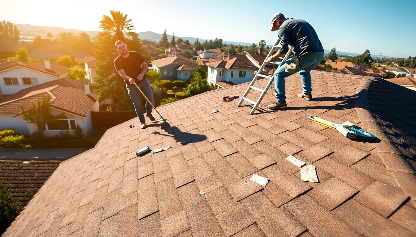 Team performing roof repair Bay Area on a residential home highlighting skill and quality service.