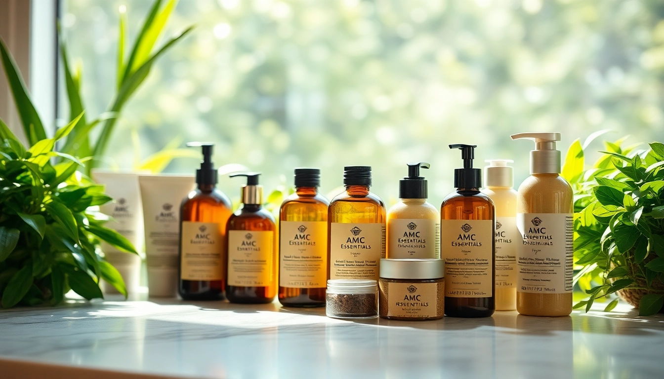 Showcasing AMC Essentials health products in a vibrant, wellness-focused setting.