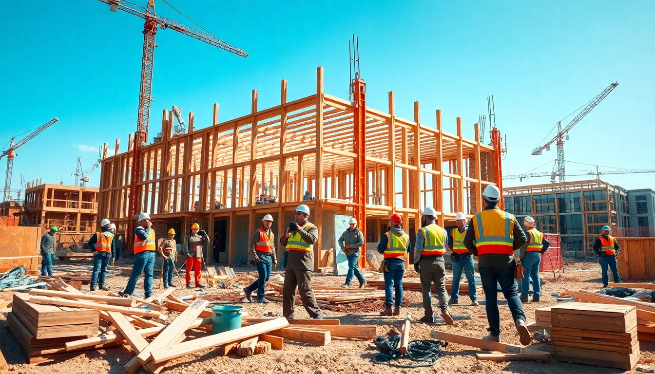 Workers engaged in construction classes, collaborating on a building project, showcasing teamwork and expertise.