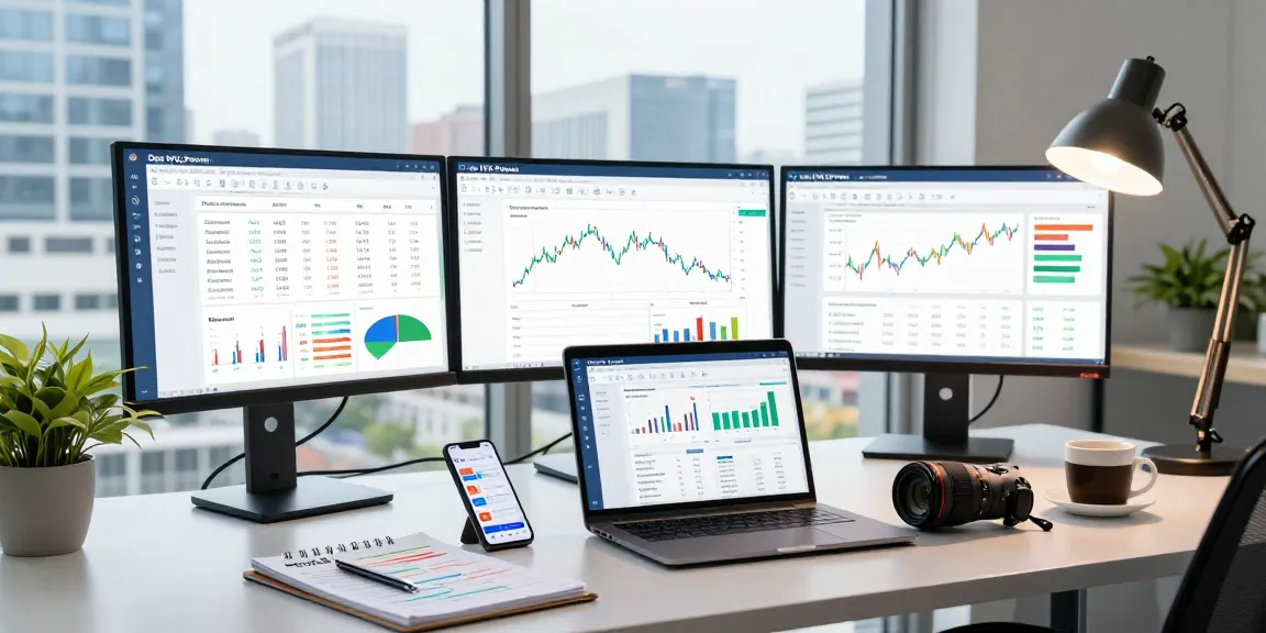 Analyzing financial data on the Das IVQ Portal in a modern office.