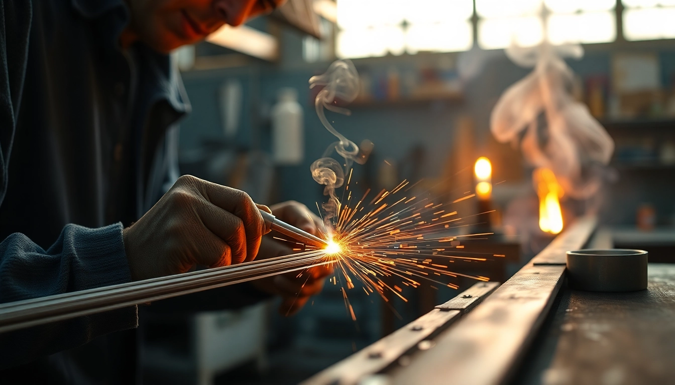 Crafted silver brazing rods showcased during a welding process, illustrating high-quality metal joining techniques.