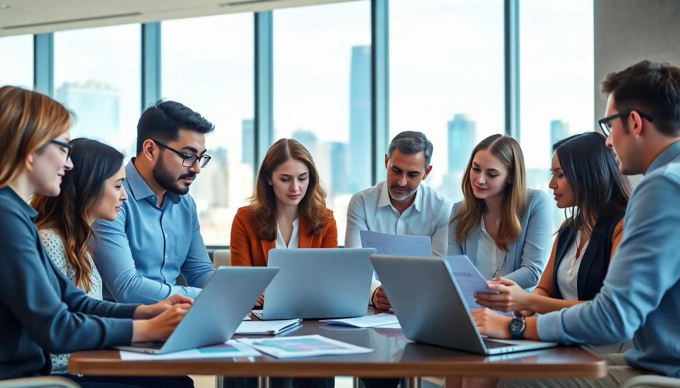 Consultation scene illustrating Quickplus Business Consultants collaborating in a dynamic office setting.