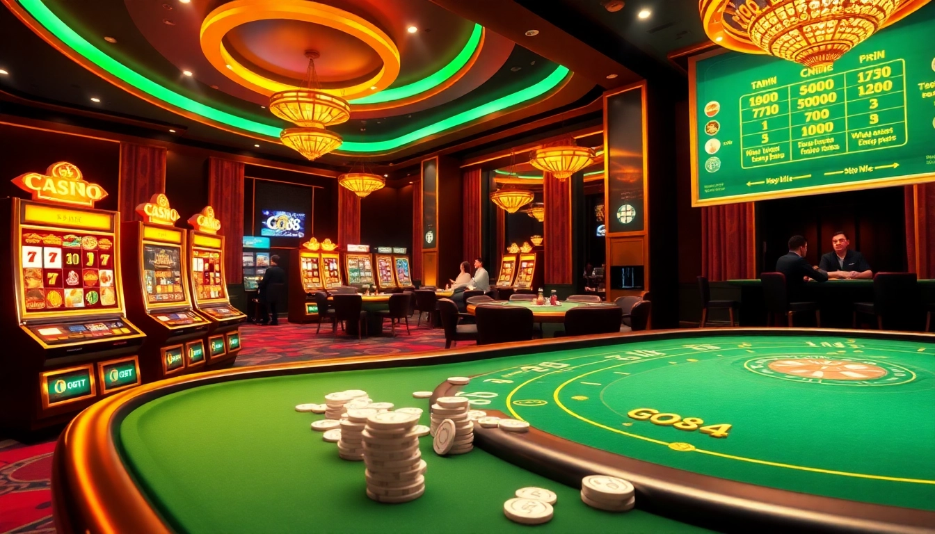 Experience the excitement of Trang Chủ GO88 with vibrant interactive casino games, colorful slot machines, and engaged players.