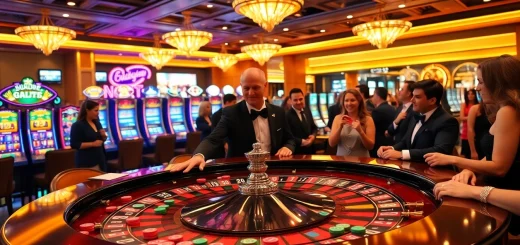 Players excitedly gamble at a vibrant casino featuring roulette and online interfaces of https://rr8888.in.net/.