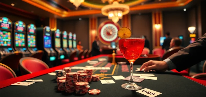 Experience thrilling action at UU88 with high-stakes poker, vibrant slot machines, and a luxury casino ambiance.