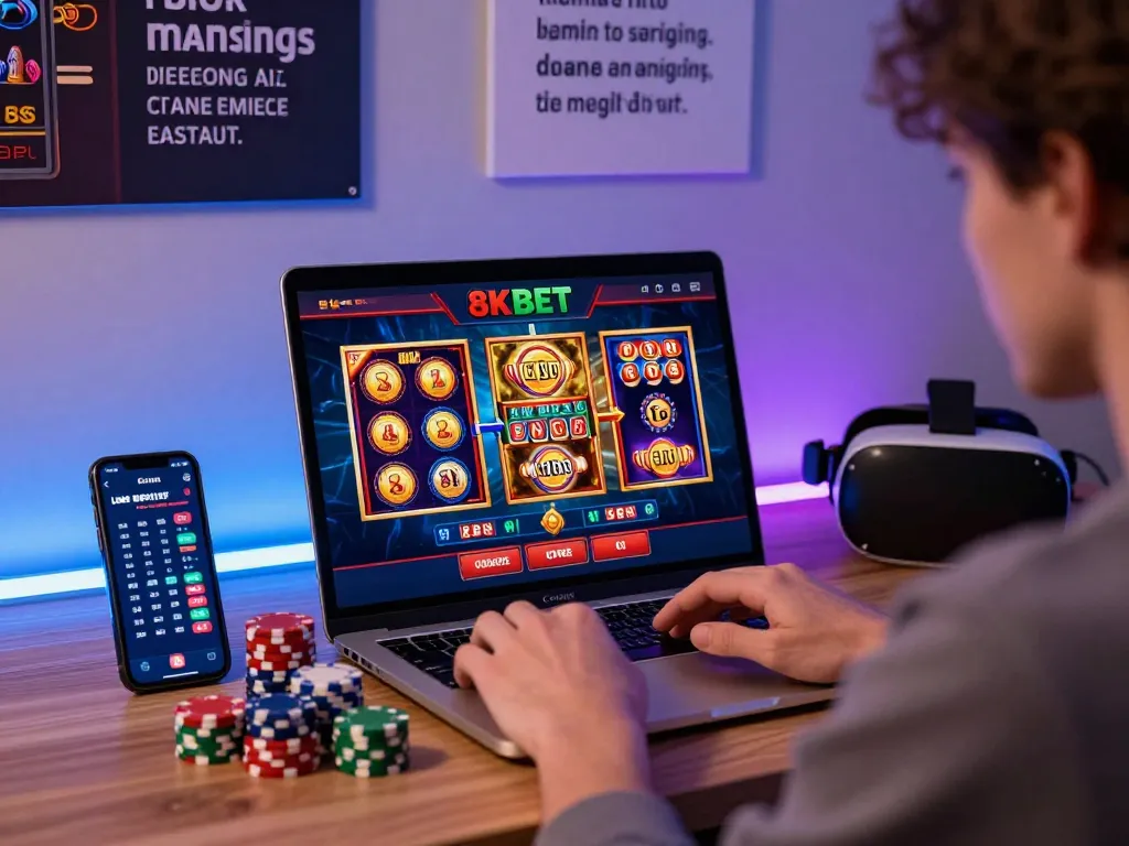 8KBET online gambling platform showcasing vibrant casino games and user engagement.