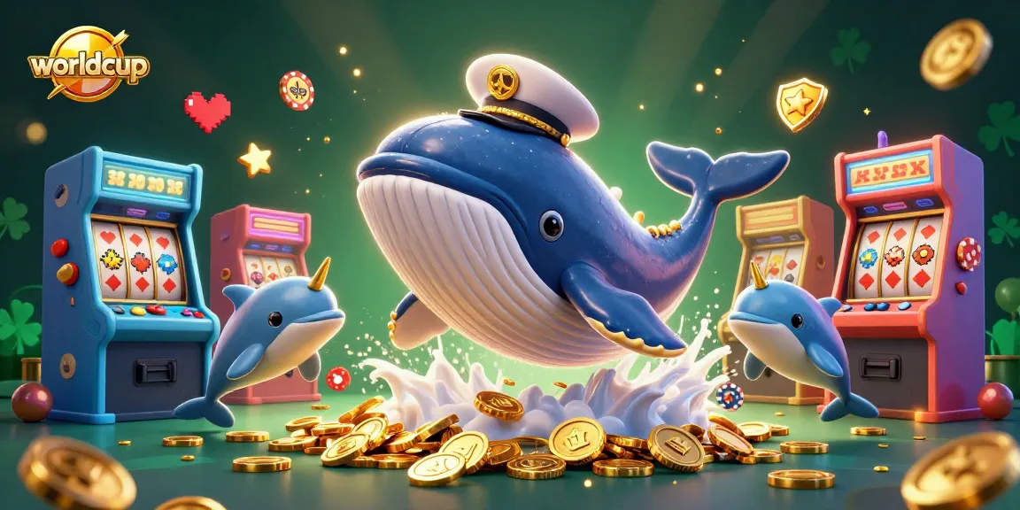Experience the worldcup excitement with whales, dolphins, and poker action in vibrant casino art.
